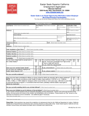 Easter Seals Superior California Employment Application