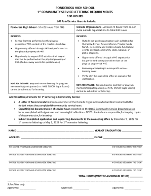 1st letter for service requirements 100 hours. ...