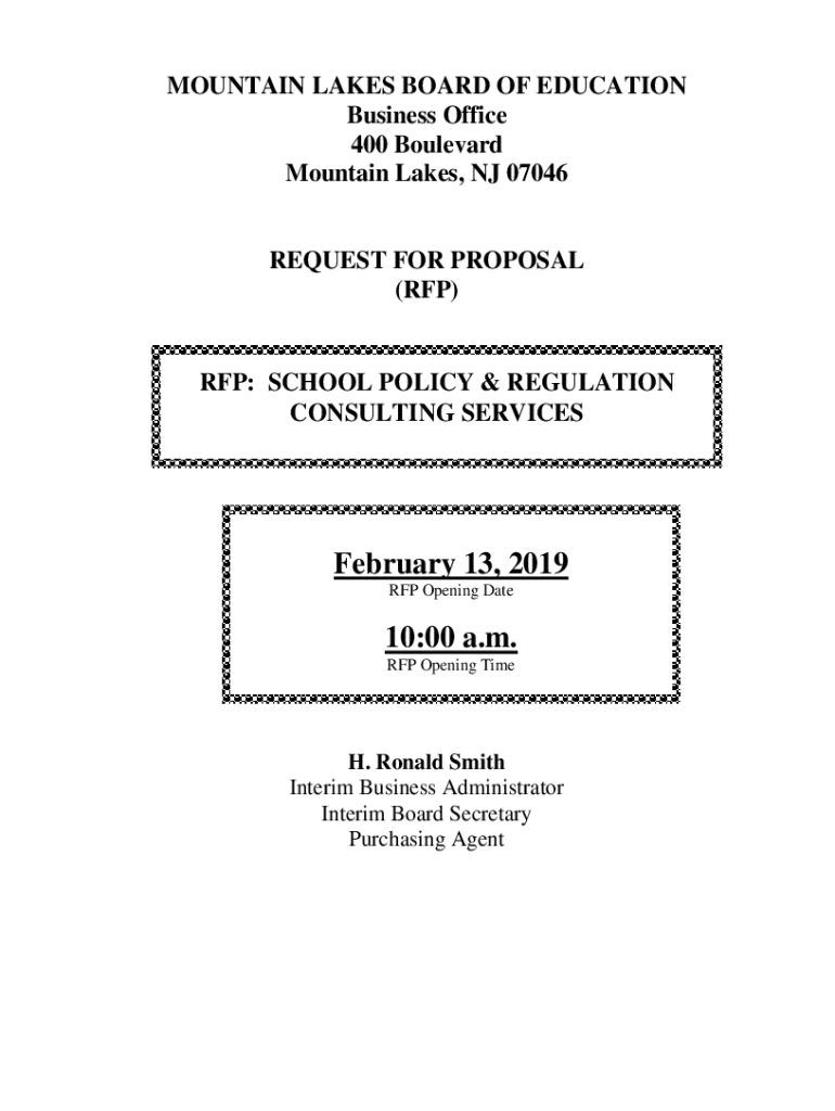 Fillable Online Borough of Mountain LakesRequest for Proposals Fax Email Print pdfFiller