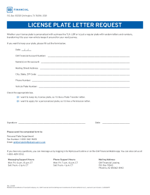 Fillable Online LICENSE PLATE LETTER REQUEST Fax Email Print - pdfFiller