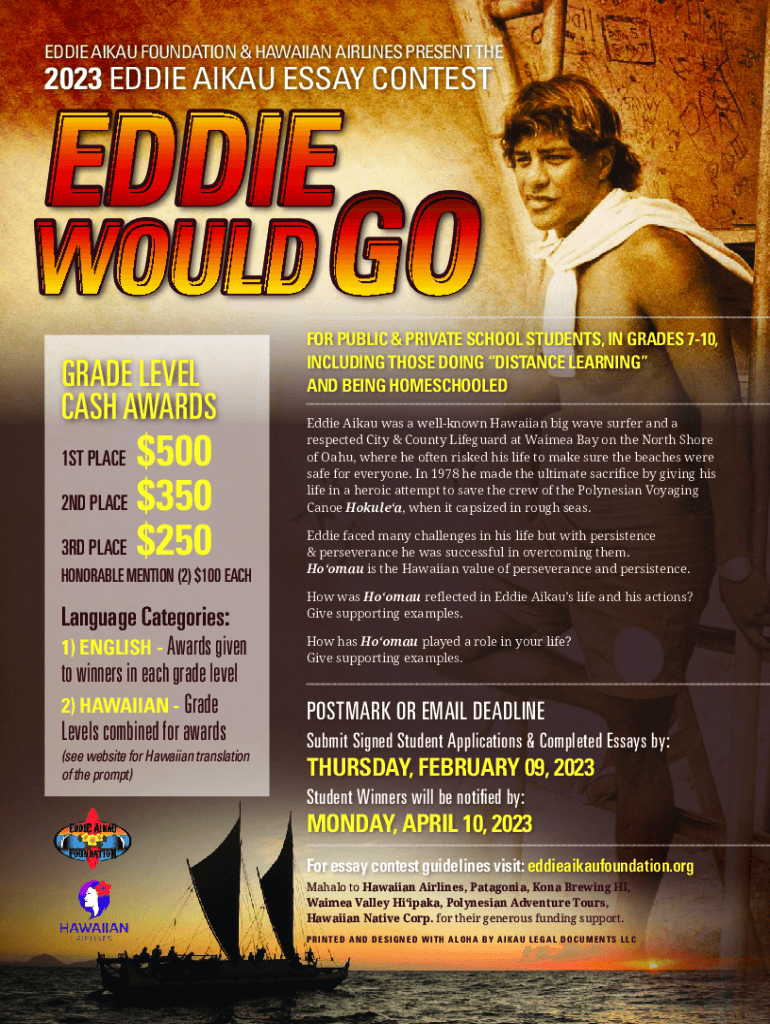 Fillable Online Eddie Aikau Foundation names big wave and essay winners