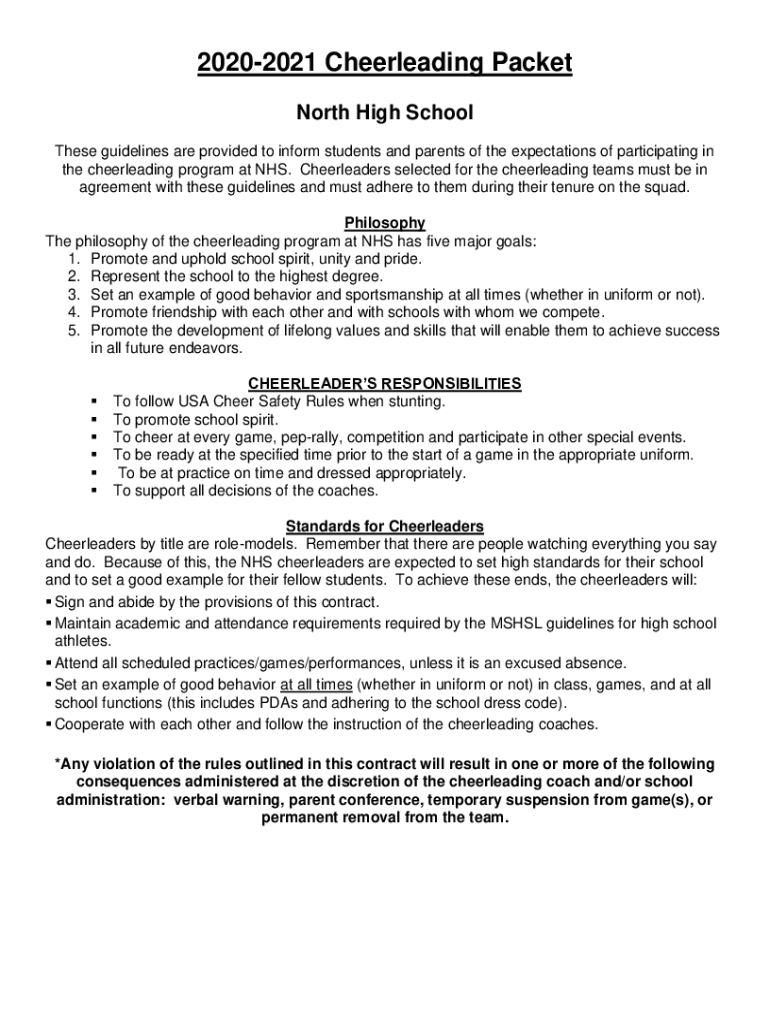 Fillable Online 20222023 Cheer Tryout Packet Fax Email Print pdfFiller