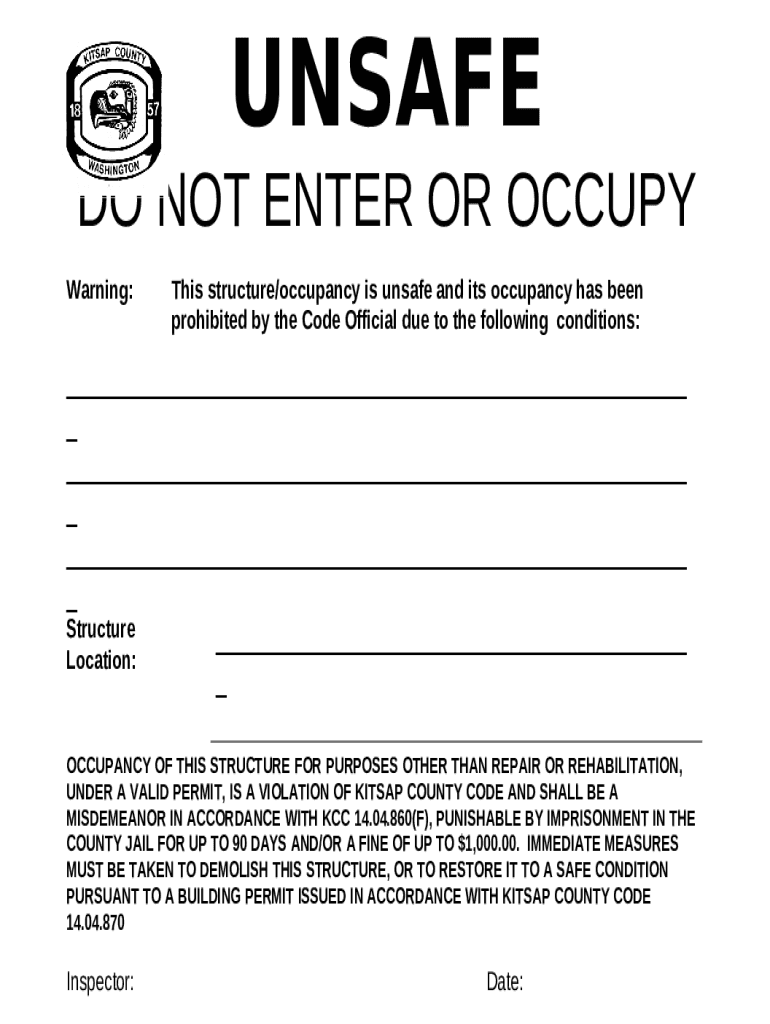 Dangerous Building Placard, Vacate. Dangerous Buildings Doc Template