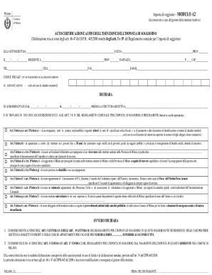 autocertificazione ai fini dell'esenzione dell'imposta di soggiorno