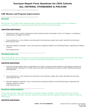 Surveyor Report Form Questions for 2024 Cohorts