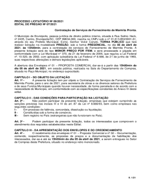 Contratao de Servios de Fornecimento de Marmita Pronta