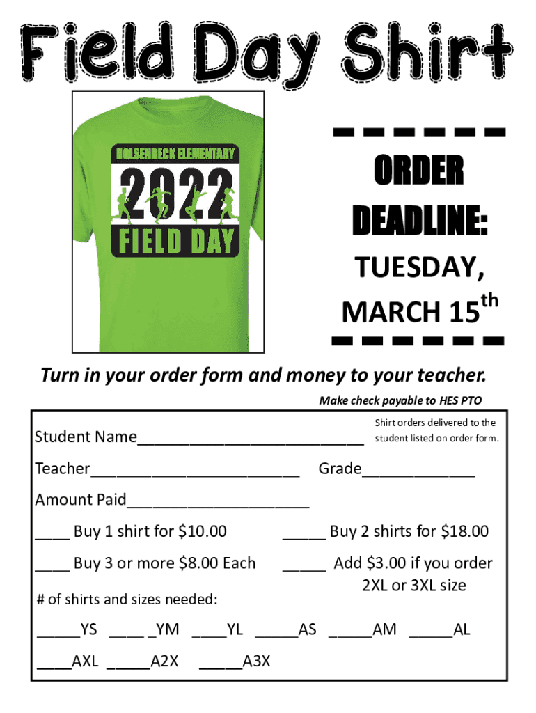 Fillable Online DPES Tshirt Order Form Fax Email Print pdfFiller