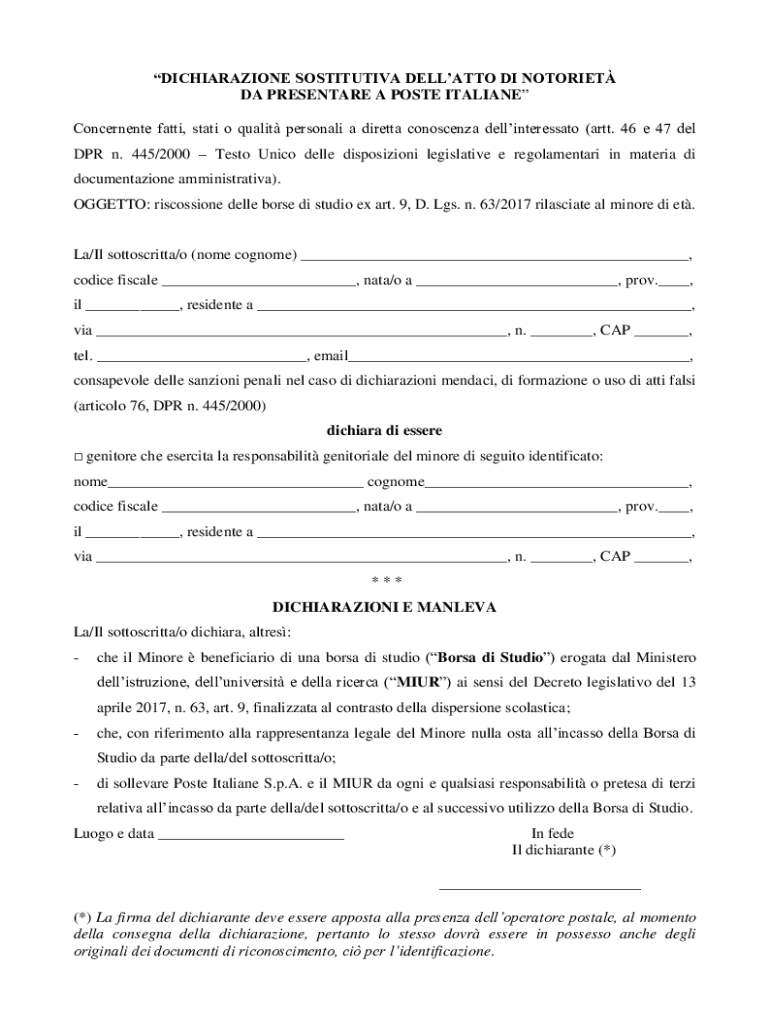 Compilabile Online Dichiarazione sostitutiva cos