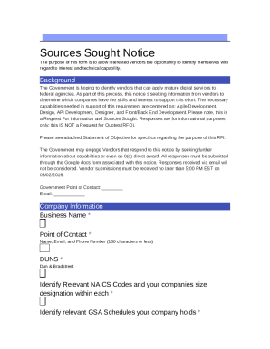 Responding to a Sources Sought Notice (SSN) Request Doc Template