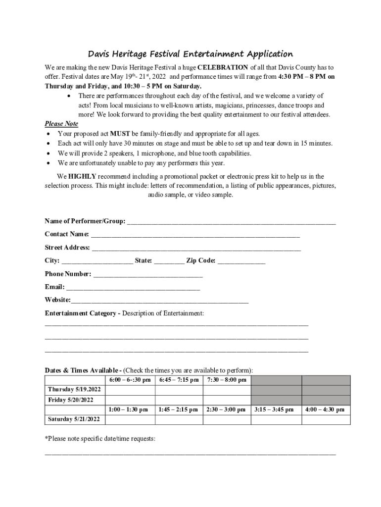 Fillable Online extension usu Discover the Davis Heritage Festival Fax