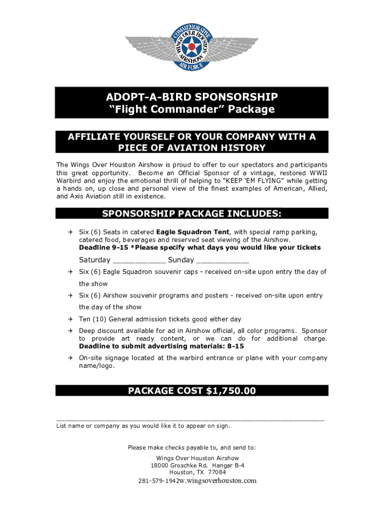 Fillable Online CAF Wings Over Houston Airshow DriveIn Only, All 5