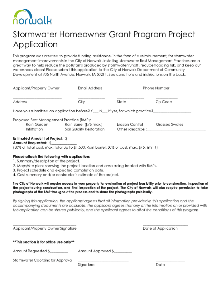 Fillable Online Stormwater Grants Philadelphia Water Department Fax