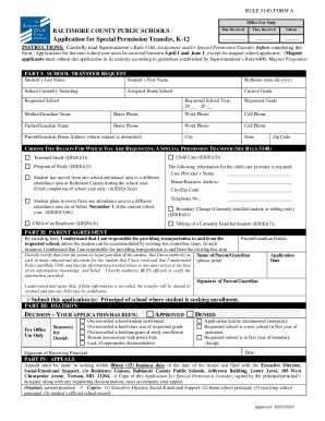 Application for Special Permission Transfer, K-12