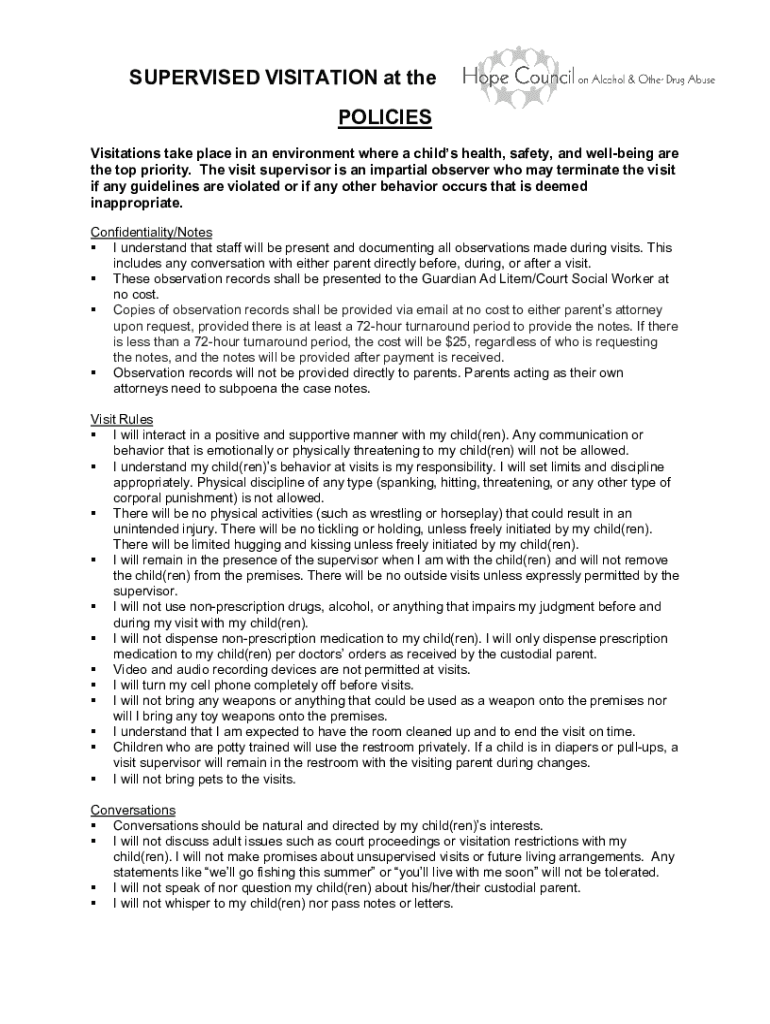 Fillable Online What Does Supervised Visitation Mean for Families? Fax