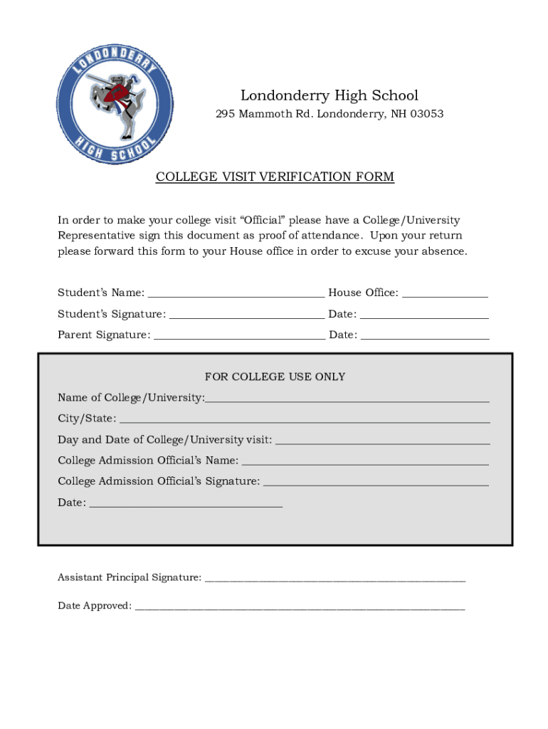 Fillable Online COLLEGE VISIT FORM Fax Email Print - pdfFiller