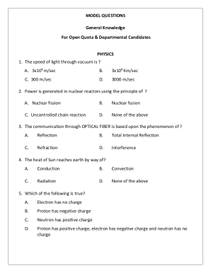 Fillable Online General Knowledge Quiz Form Template Fax Email Print ...