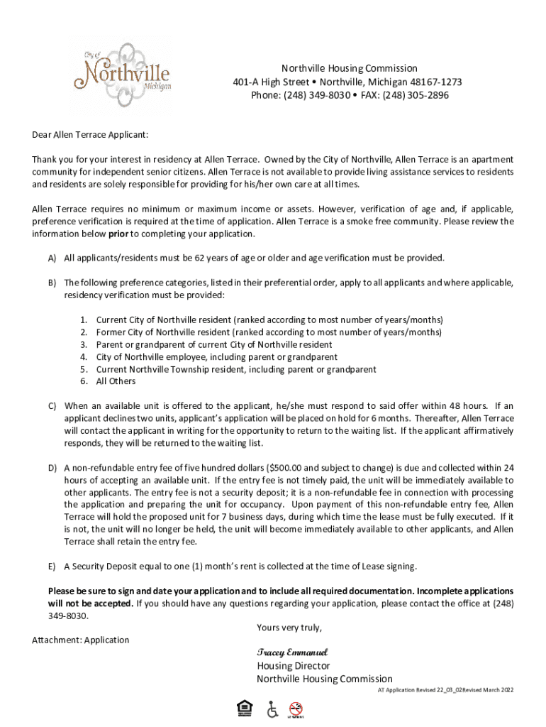 Fillable Online Allen Terrace, 401 High St, Northville, MI, Real Estate