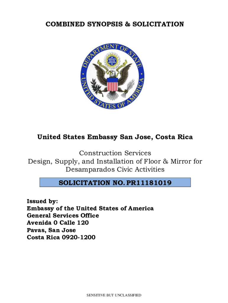 Fillable Online United States Embassy San Jose, Costa Rica Construction