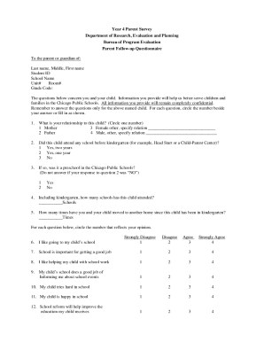 Fillable Online Year 4 Parent Survey Department of Research, Evaluation ...