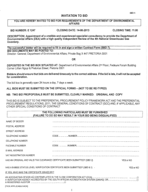 Fillable Online INVITATION TO BID SBD 1 YOU ARE HEREBY INVITED... Fax ...