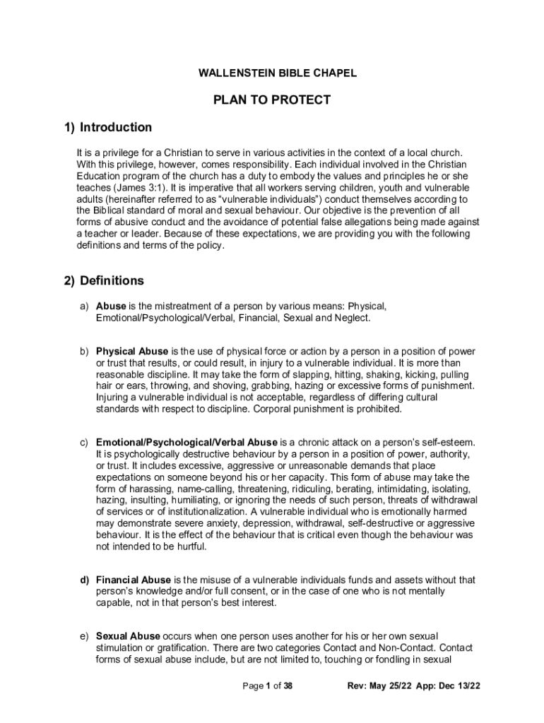 Fillable Online Wallenstein Bible Chapel Church Profile and Position