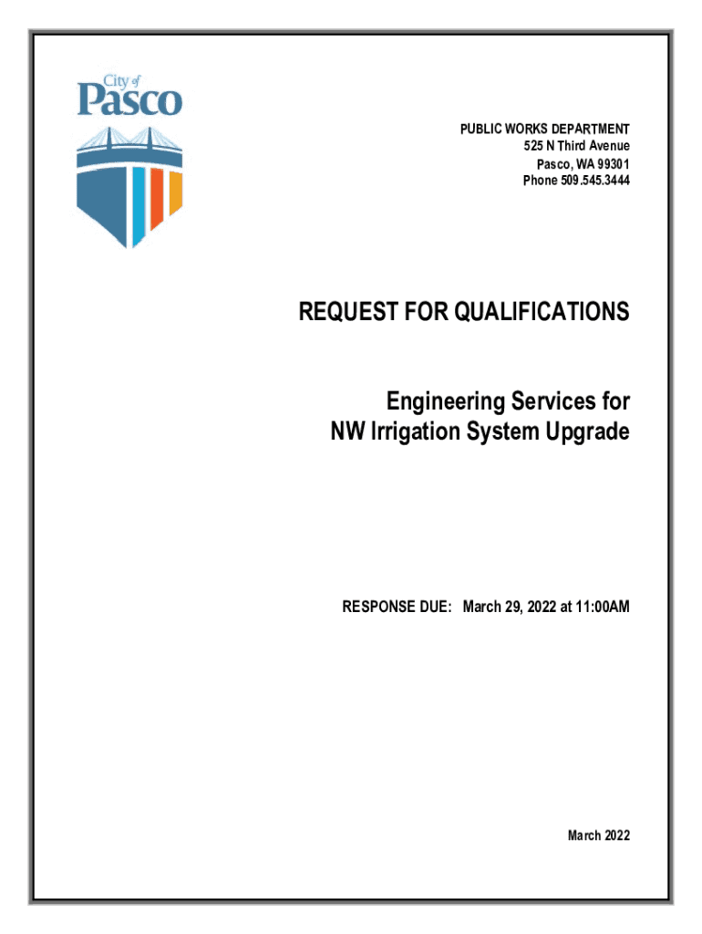 Fillable Online REQUEST FOR QUALIFICATIONS Engineering Services for NW ...