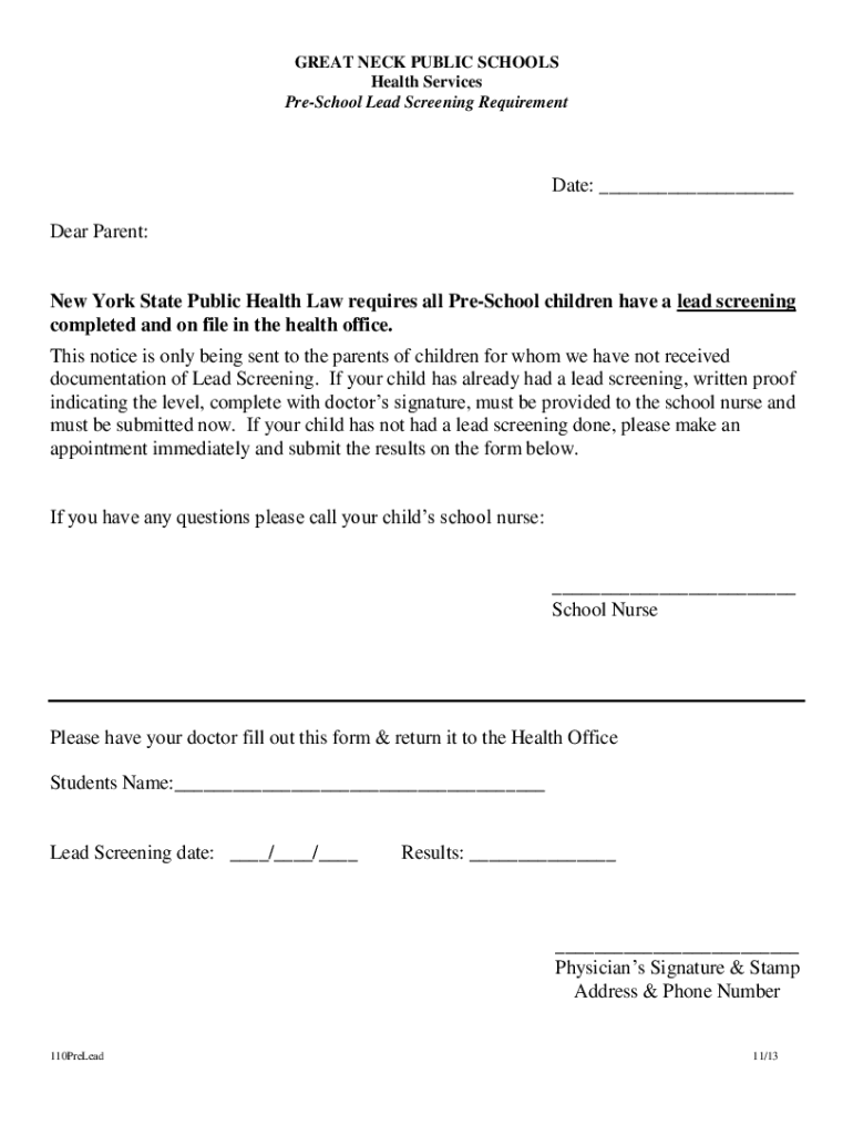 Fillable Online Lead Screening WellChild Health Care Fact Sheet ECLKC Fax Email Print