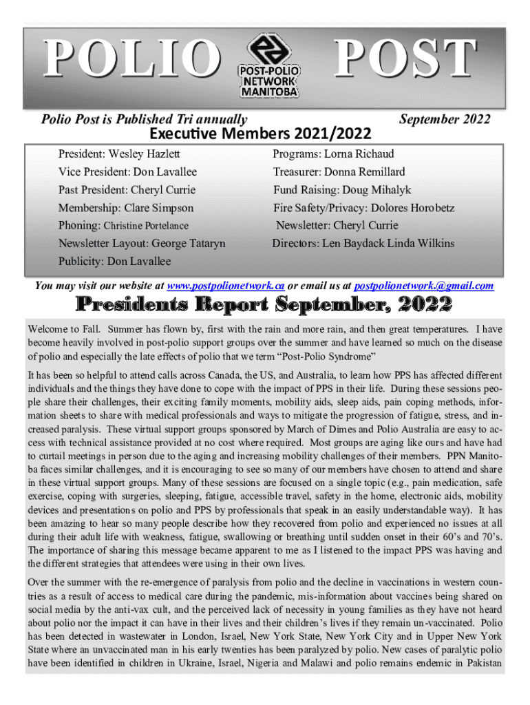 Fillable Online Polio Post is Published Tri annually Fax Email Print