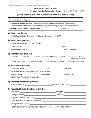 Fillable Online Bcbs of michigan pharmacy prior authorization form Fax ...