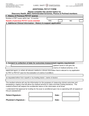 Fillable Online Additional PET/CT FORM - lake Smit Partner Fax Email ...