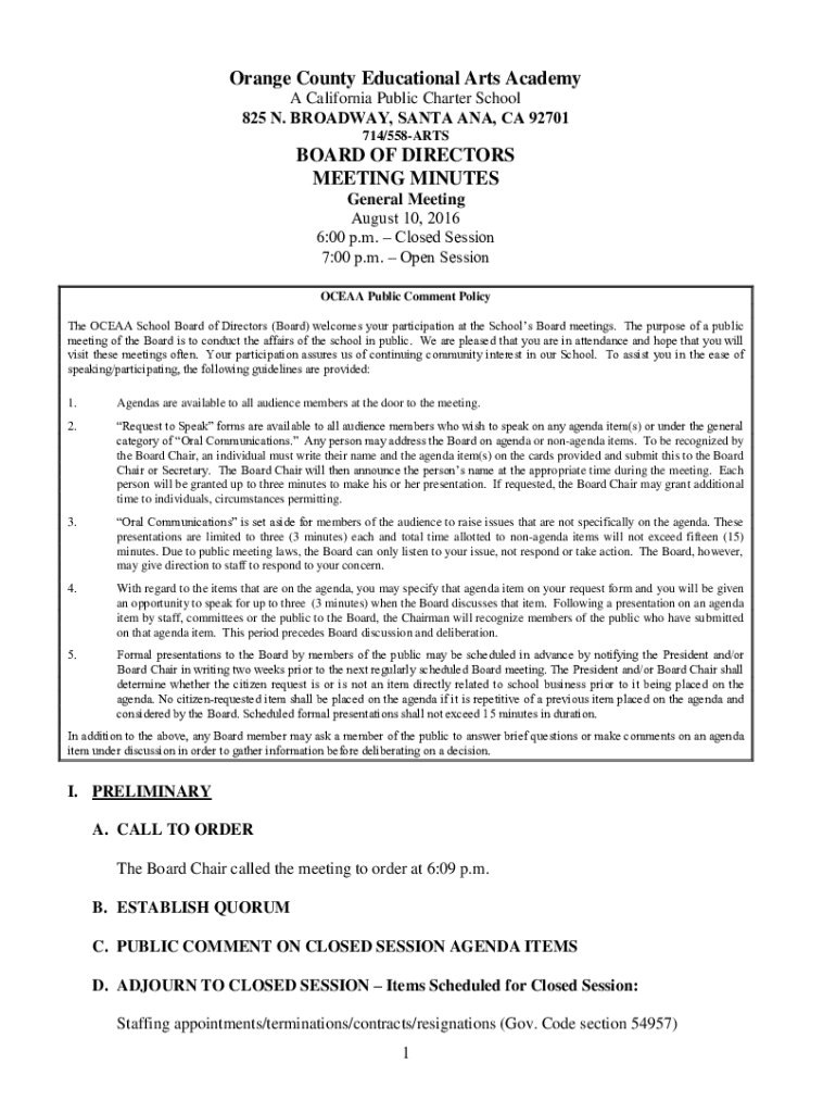 Fillable Online Orange County Educational Arts Academy in California