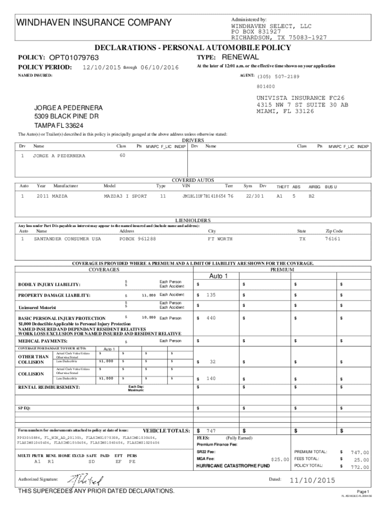Fillable Online WINDHAVEN INSURANCE COMPANY Fax Email Print pdfFiller
