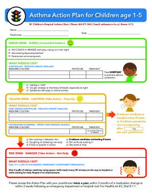 Fillable Online Asthma Action Plan for Children age 1-5 - ePOPS Fax ...