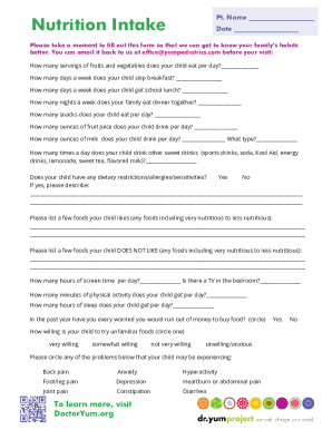 Fillable Online Wellness Assessment Form Dietary Habits: Fax Email Print - pdfFiller