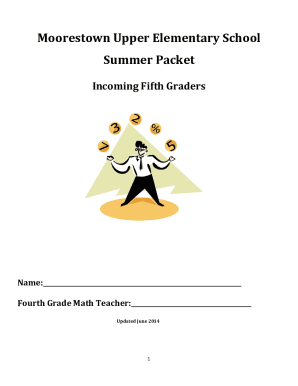 Fillable Online 5th Grade Math Review Packet - Math Test Prep End of ...