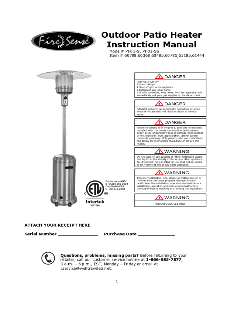 Fillable Online Outdoor Patio Heater Instruction Manual Woodland