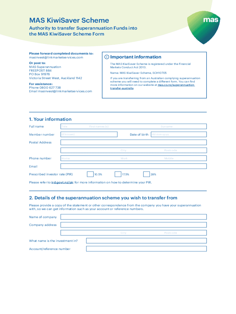 Fillable Online KiwiSaver transfer request Fax Email Print pdfFiller