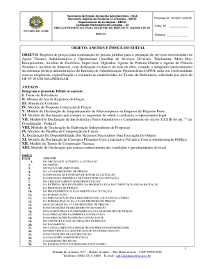 OBJETO, ANEXOS E NDICE DO EDITAL OBJETO