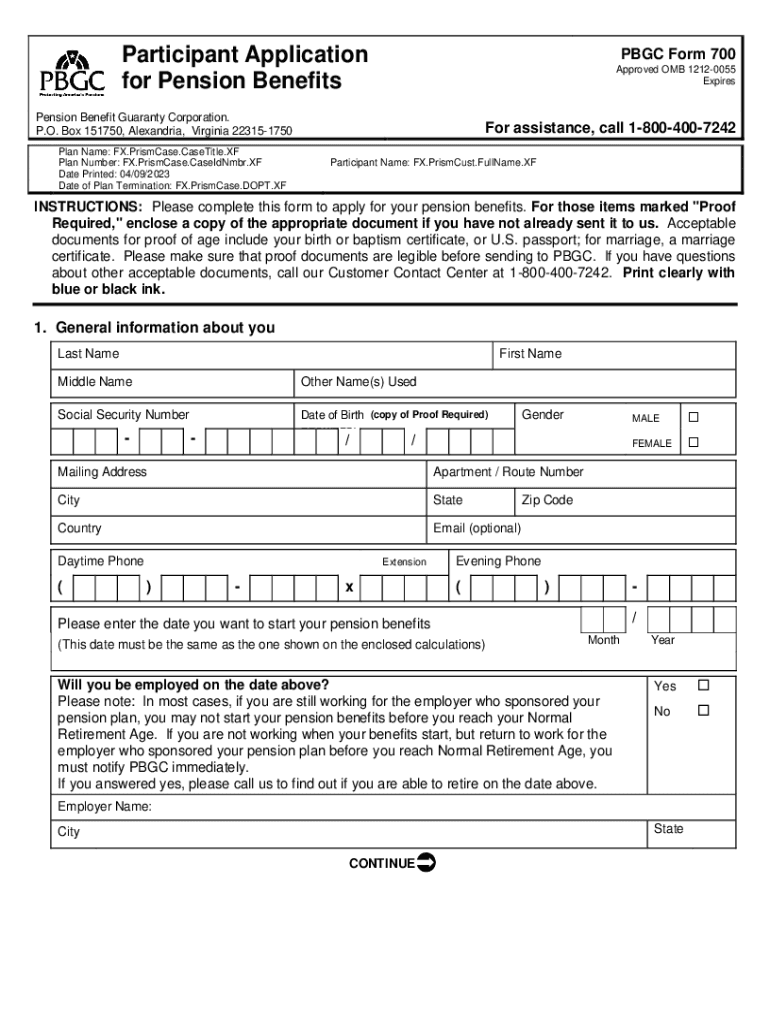 Form 705 Beneficiary Application for Pension Benefits Preview on Page 1