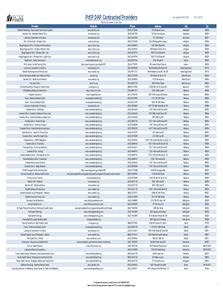 Fillable Online doh wa Everett clinic smokey point lab