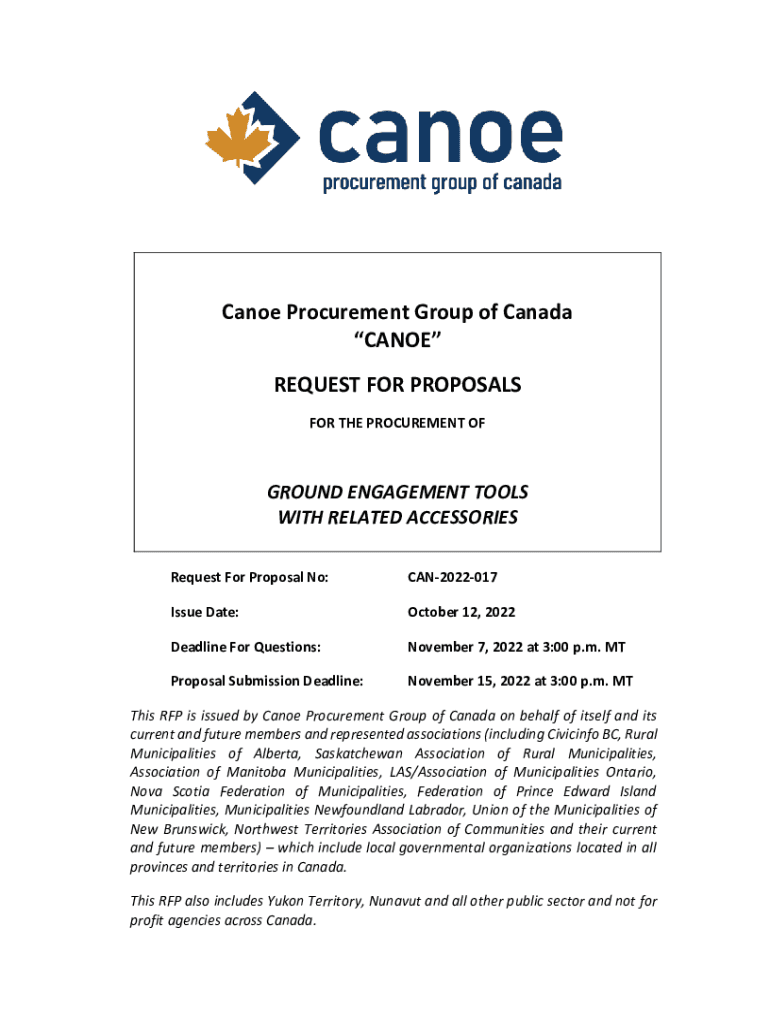 Fillable Online Canoe Procurement Group of Canada Tender Notice Fax