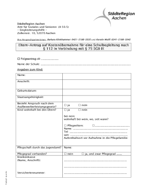 Eltern-Antrag auf Kostenübernahme für eine Schulbegleitung