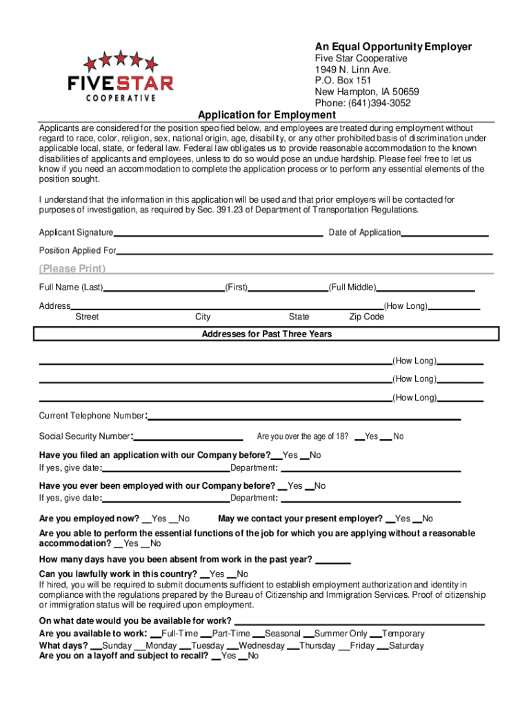 Fillable Online SAFER  Company Snapshot FIVE STAR COOP Fax Email