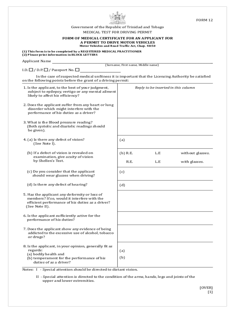 FORM 12 Government of the Republic of Trinidad and Tobago Preview on Page 1