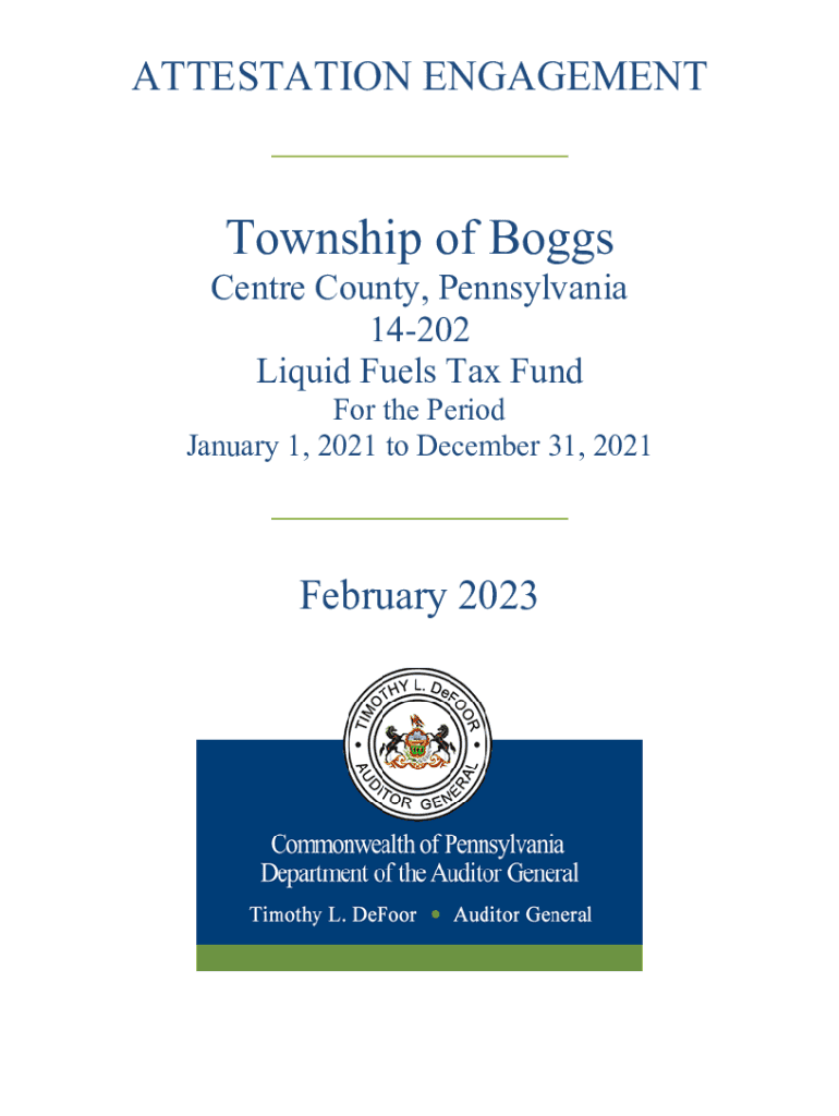 Fillable Online Boggs, Township of Centre County Liquid Fuels Tax