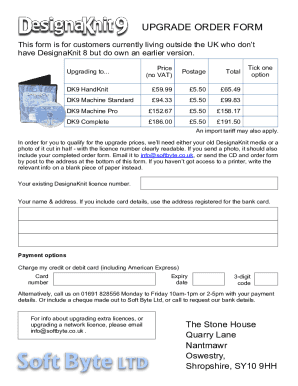 DesignaKnit 8 Program and Upgrade Order Form