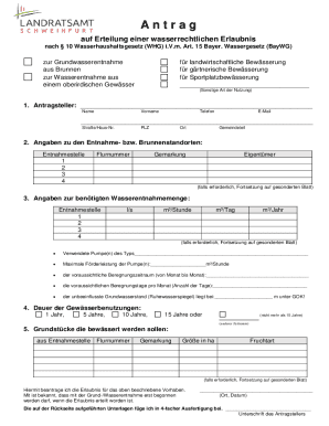 Fillable Online Antrag auf wasserrechtliche Erlaubnis fr das zutage ...