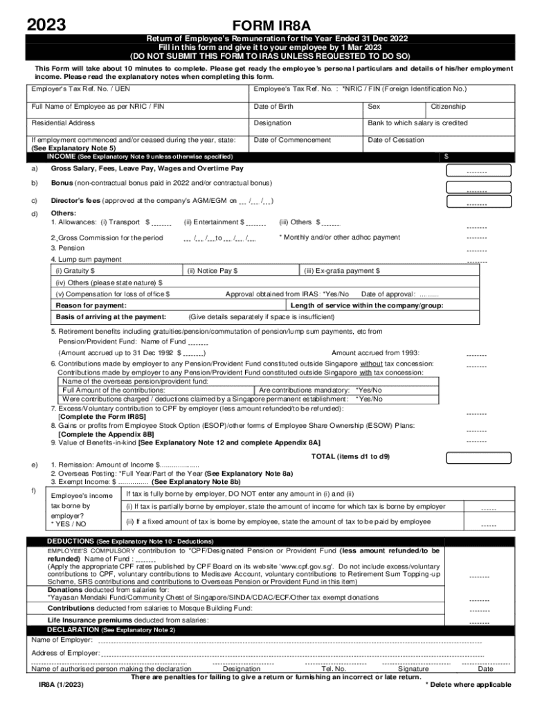 Income Tax forms for Employers - Singapore Preview on Page 1