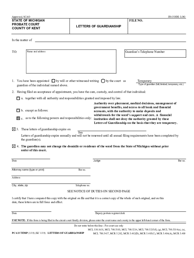 Fillable Online A Guide To Filing For An Adult Guardianship In Michigan