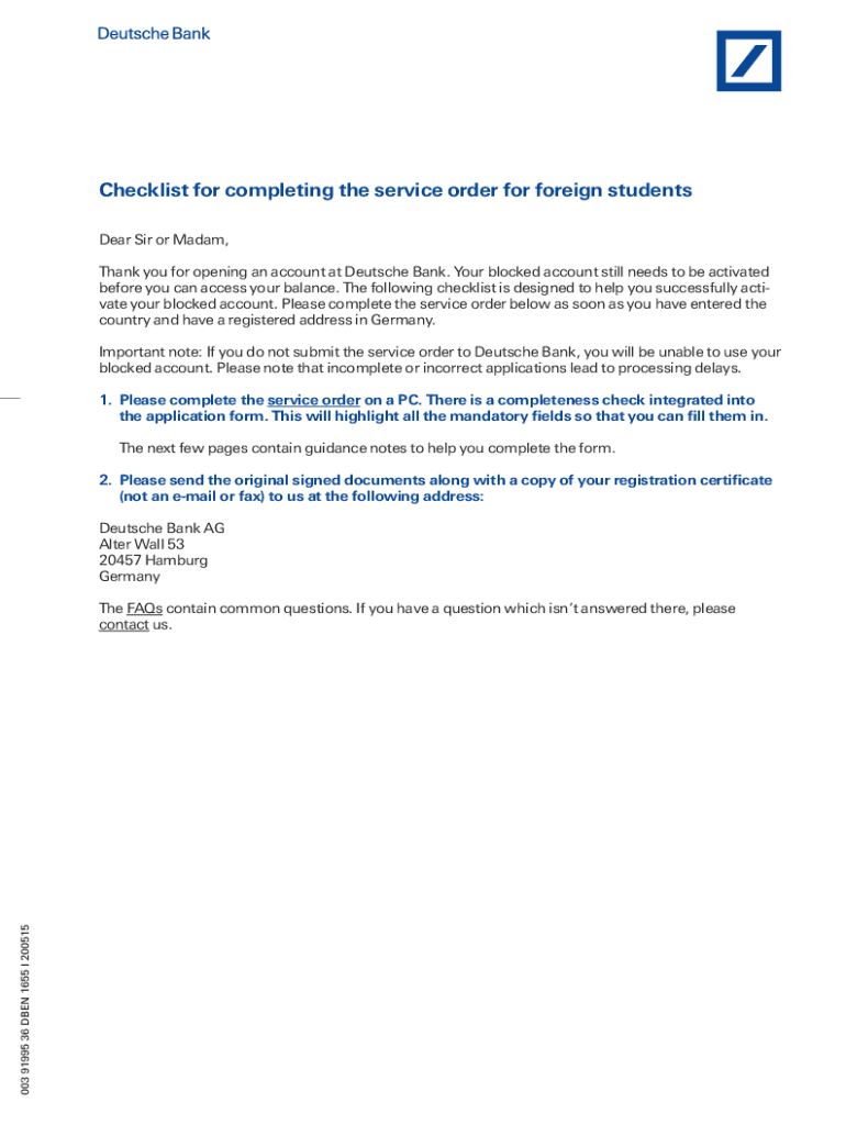 Fillable Online How to fill Deutsche Bank Blocked account form Step by